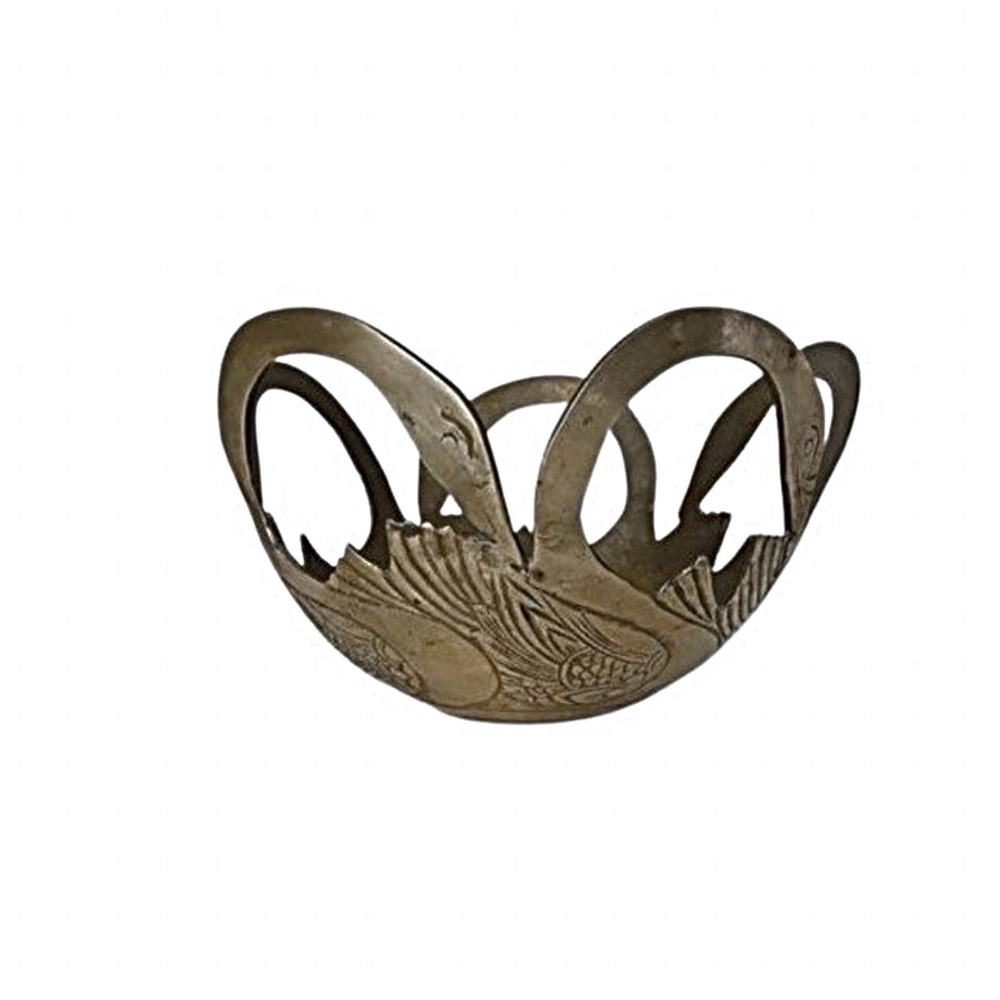 Solid brass embossed swan bowl handmade in India
